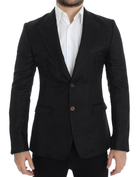 Dolce & Gabbana Black silk slim fit blazer - Hilstor