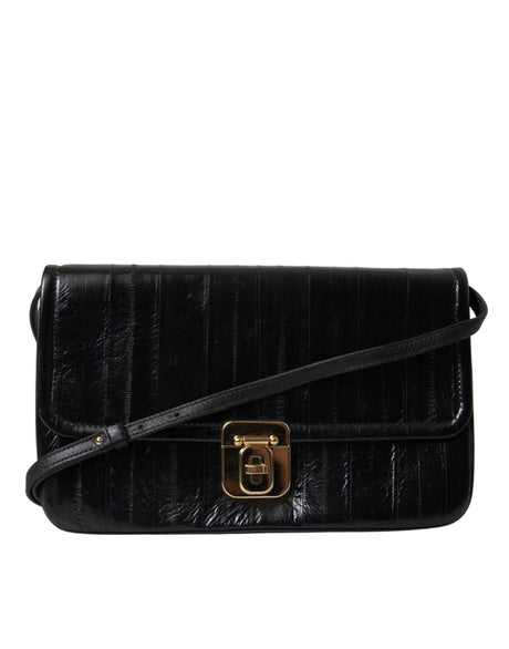 Dolce & Gabbana Black Eelskin Leather Shoulder Document Organizer Bag - Hilstor