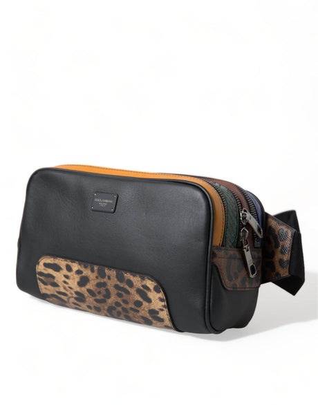 Dolce & Gabbana Black Exotic Leather Logo Belt Waist Fanny Pack Bag - Hilstor