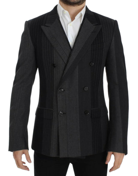 Dolce & Gabbana Gray striped wool stretch blazer - Hilstor