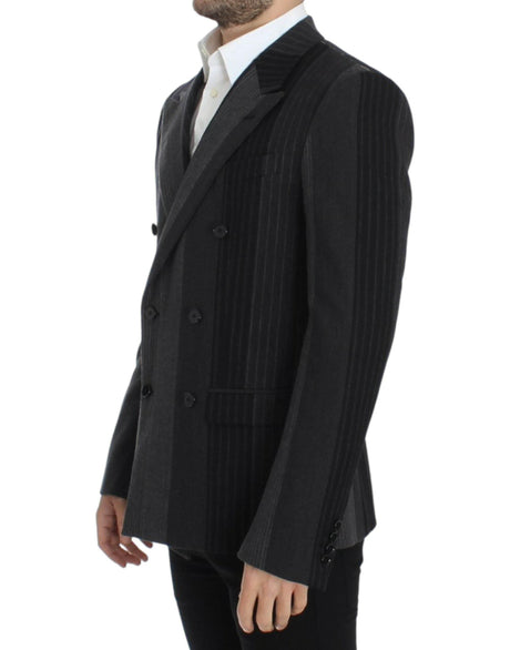 Dolce & Gabbana Gray striped wool stretch blazer - Hilstor