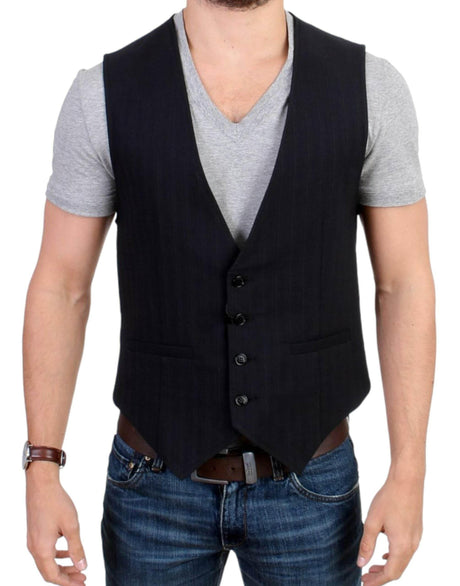 Costume National Black striped cotton casual vest - Hilstor