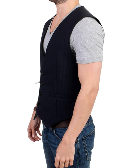 Costume National Black striped cotton casual vest - Hilstor