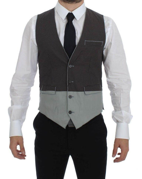 Dolce & Gabbana Gray Polka Dot Dress Vest Gilet Weste - Hilstor