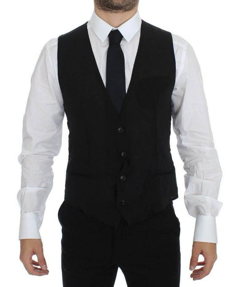 Dolce & Gabbana Black Wool Formal Dress Vest Gilet Jacket - Hilstor