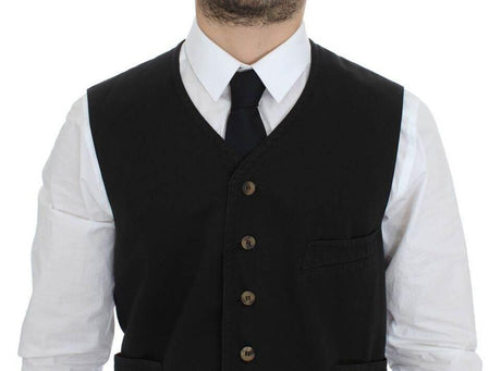 Dolce & Gabbana Black Cotton Blend Dress Vest Gilet - Hilstor