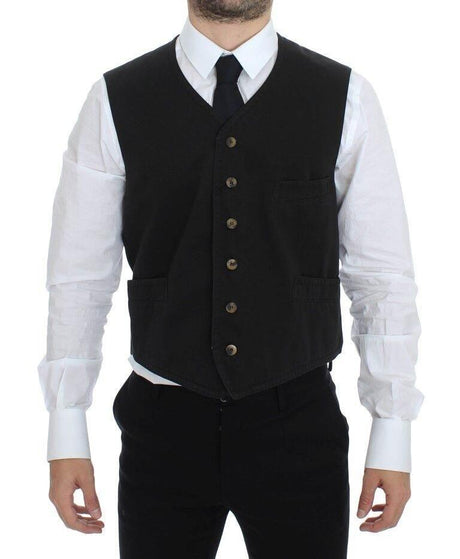 Dolce & Gabbana Black Cotton Blend Dress Vest Gilet - Hilstor