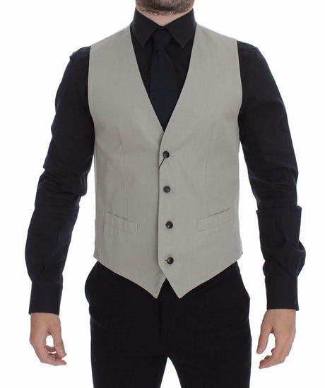 Dolce & Gabbana Beige Silk Blend Dress Formal Vest Gilet - Hilstor