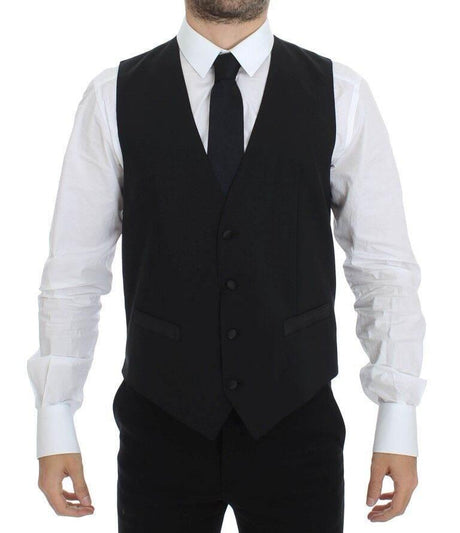 Dolce & Gabbana Black Wool Silk Stretch Dress Vest Blazer - Hilstor