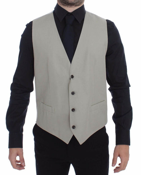 Dolce & Gabbana Beige Cotton Silk Blend Dress Vest Blazer - Hilstor