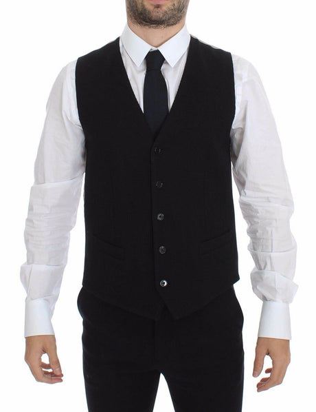 Dolce & Gabbana Black Cotton Dress Vest Blazer Jacket - Hilstor