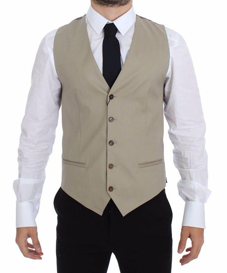 Dolce & Gabbana Beige Cotton Dress Vest Blazer Jacket - Hilstor