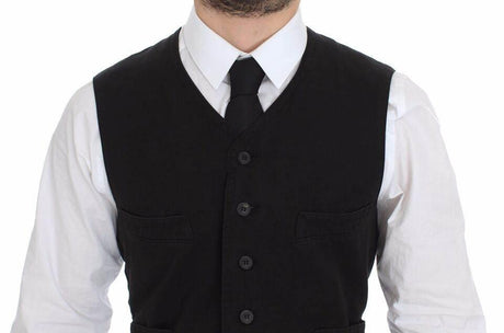 Dolce & Gabbana Black Flax Cotton Dress Vest Blazer - Hilstor