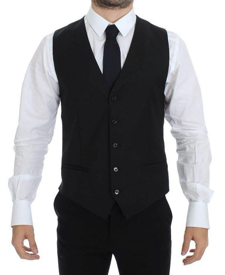 Dolce & Gabbana Black Wool Silk Stretch Dress Vest Blazer - Hilstor