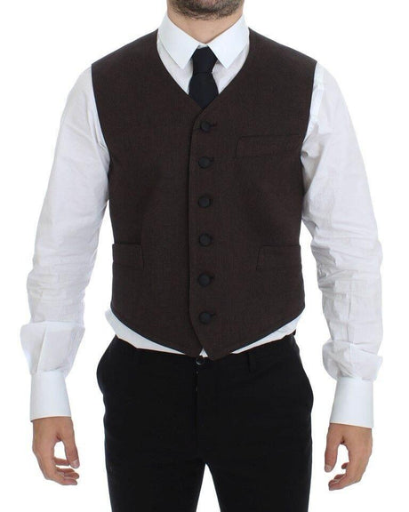 Dolce & Gabbana Brown Cotton Blend Dress Vest Gilet - Hilstor