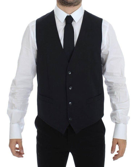 Dolce & Gabbana Blue Cotton Stretch Dress Vest Blazer - Hilstor
