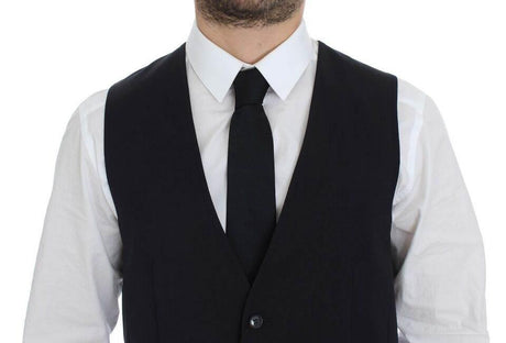 Dolce & Gabbana Gray Striped Wool Silk Dress Vest Gilet - Hilstor