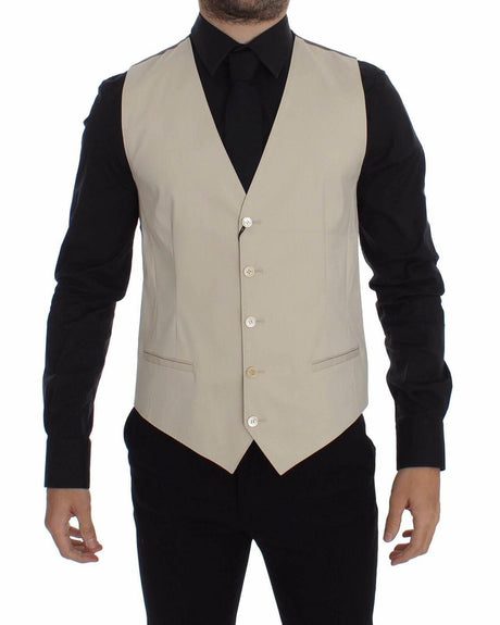 Dolce & Gabbana Beige Cotton Stretch Dress Vest Blazer - Hilstor