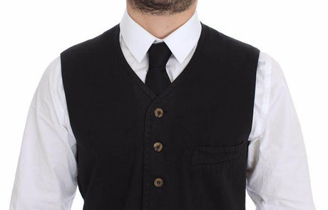 Dolce & Gabbana Black Cotton Viscose Dress Vest Blazer - Hilstor