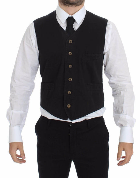 Dolce & Gabbana Black Cotton Viscose Dress Vest Blazer - Hilstor