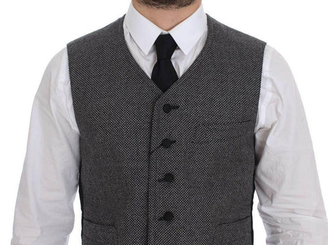 Dolce & Gabbana Gray Cotton Blend Logo Vest Gilet Weste - Hilstor