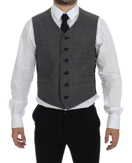 Dolce & Gabbana Gray Cotton Blend Logo Vest Gilet Weste - Hilstor