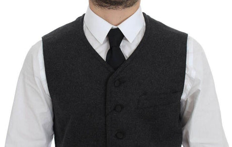 Dolce & Gabbana Gray Wool Blend Logo Vest Gilet Weste - Hilstor
