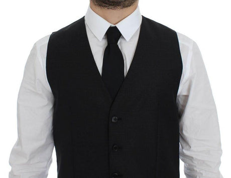 Dolce & Gabbana Gray Wool Silk Dress Vest Gilet Weste - Hilstor