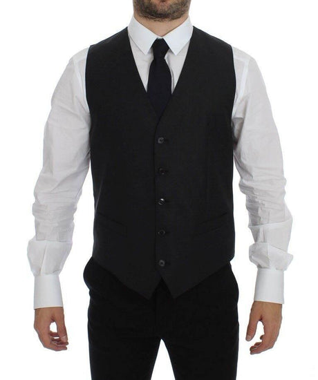 Dolce & Gabbana Gray Wool Silk Dress Vest Gilet Weste - Hilstor