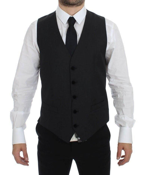 Dolce & Gabbana Gray Wool Formal Dress Vest Gilet Weste - Hilstor