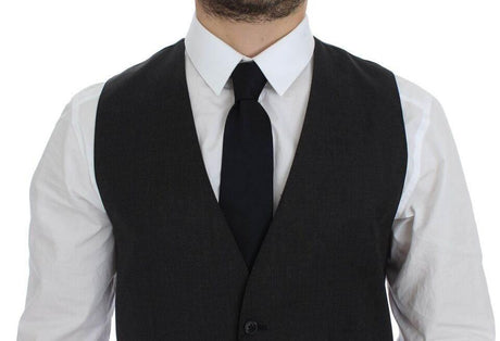 Dolce & Gabbana Gray Wool Formal Dress Vest Gilet Weste - Hilstor