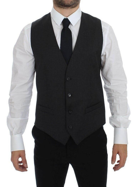 Dolce & Gabbana Gray Wool Formal Dress Vest Gilet Weste - Hilstor