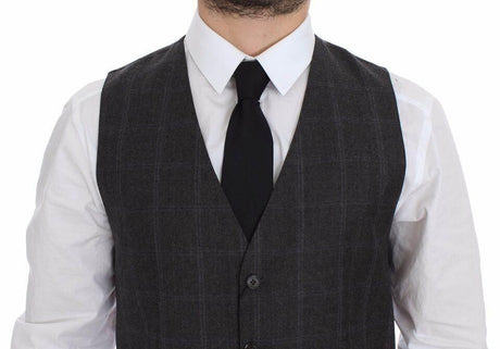 Dolce & Gabbana Brown Check Wool Single Breasted Vest - Hilstor