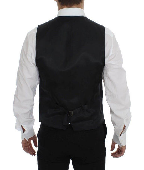 Dolce & Gabbana Gray Striped Wool Logo Vest Gilet Weste - Hilstor