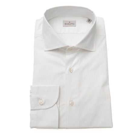 Bagutta White Cotton Men's Shirt Slim Fit With French Collar - Hilstor