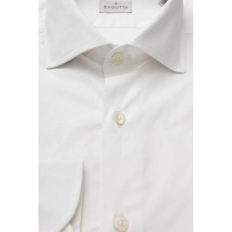 Bagutta White Cotton Men's Shirt Slim Fit With French Collar - Hilstor