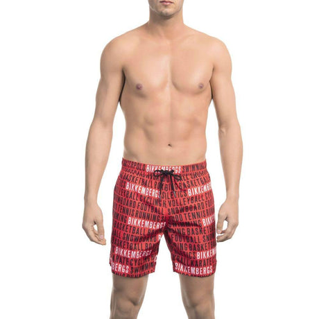 Bikkembergs Red Polyester Men Swim Short - Hilstor