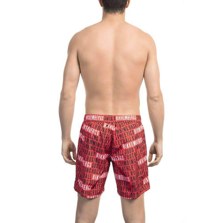 Bikkembergs Red Polyester Men Swim Short - Hilstor
