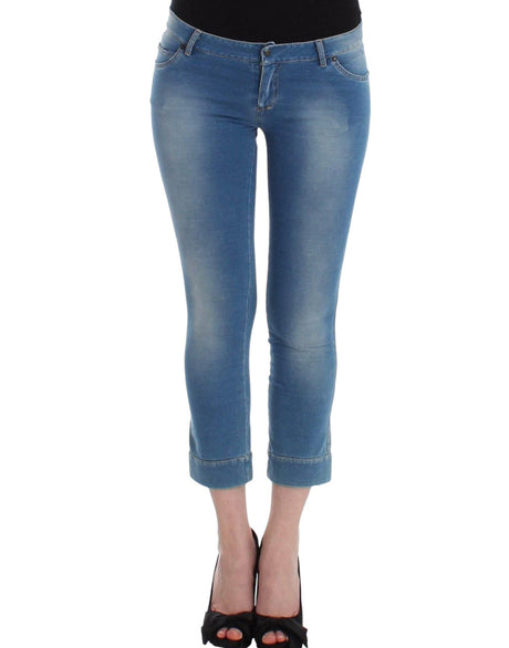 Ermanno Scervino Beachwear Blue Jeans Capri Pants Cropped - Hilstor