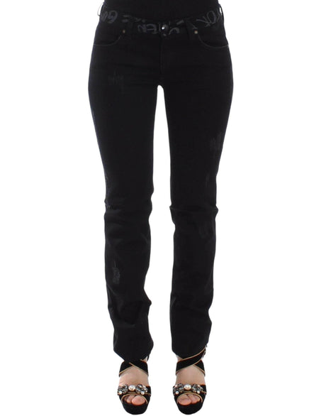Ermanno Scervino Black Slim Jeans Denim Pants Skinny Stretch - Hilstor