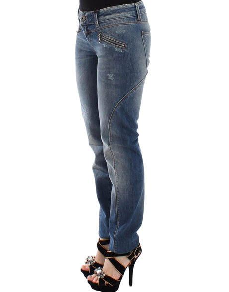 Ermanno Scervino Blue Slim Jeans Denim Pants Straight Stretch - Hilstor