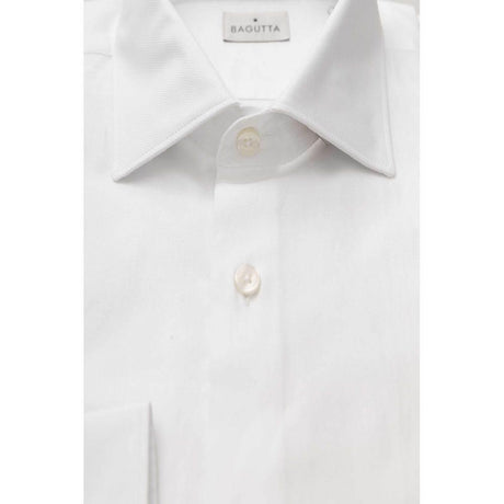 Bagutta White Cotton Men's Classic Shirt - Hilstor