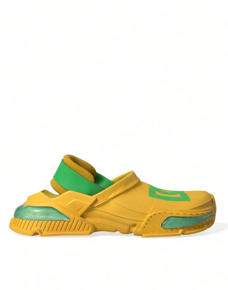 Dolce & Gabbana Yellow Green Rubber Clogs Men Slippers Men Shoes - Hilstor