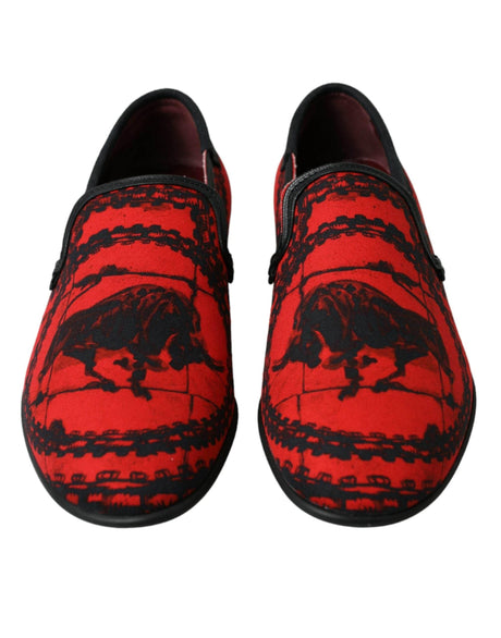 Dolce & Gabbana Red Black Torero Loafers Slippers Men Shoes - Hilstor