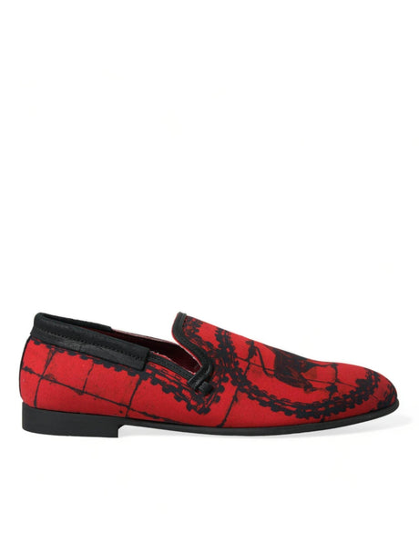 Dolce & Gabbana Red Black Torero Loafers Slippers Men Shoes - Hilstor