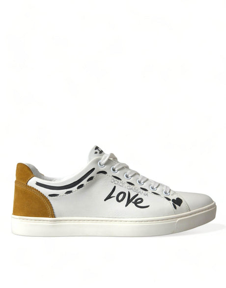Dolce & Gabbana White Leather LOVE Milano Men Sneakers Shoes - Hilstor