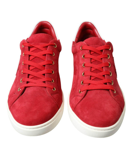 Dolce & Gabbana Red Suede Leather Men Low Top Sneakers Shoes - Hilstor