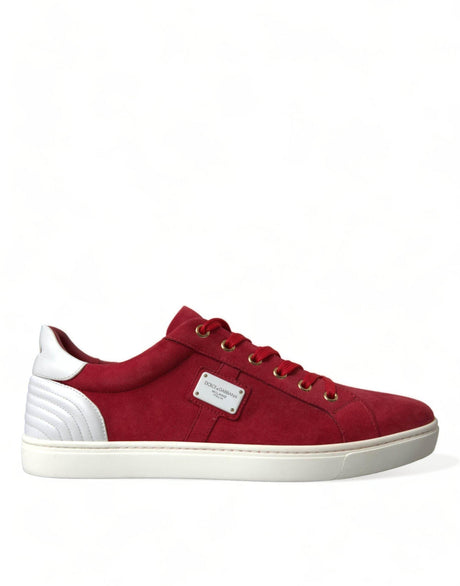 Dolce & Gabbana Red Suede Leather Men Low Top Sneakers Shoes - Hilstor