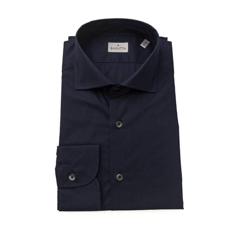 Bagutta Blue Cotton Men Shirt Slim Fit With French Collar - Hilstor
