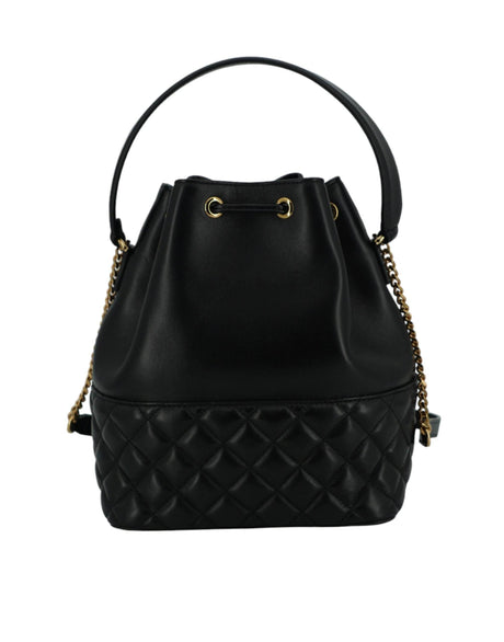 Versace Elegant Black Leather Medusa Bucket Shoulder Bag - Hilstor